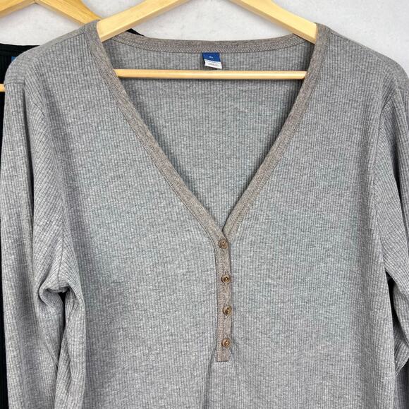 LOT OF 3 Old Navy Ribbed Neutral Colored Henley Long Sleeve Shirts XL - Picture 5 of 10